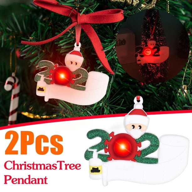 XWSHYW Adornos Colgantes Adornos Familiares Supervivientes Personalizados con Luz Colorida, Decoración Navideña 2020, 2 Piezas