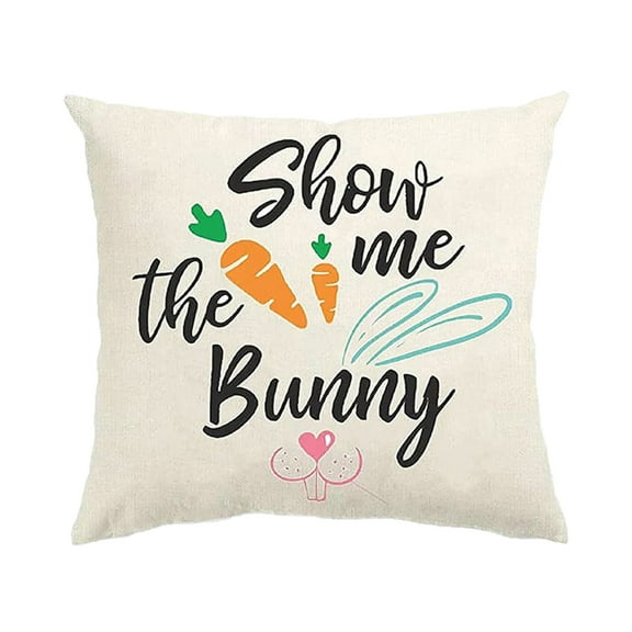 MXTPOV Happy Easter Pillow Covers 18x18, Cute Rabbits Easter Eggs Pillow Covers for Couch Sofa, Easter Decorations, Decorative Throw Pillow Covers for Home Decor
