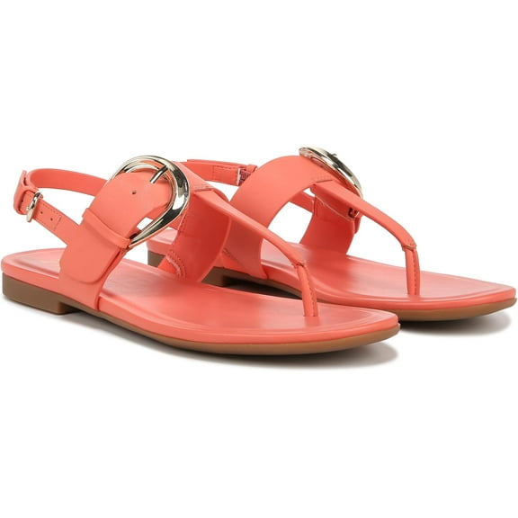 Naturalizer Womens Taylor T-Strap Slingback Flat Sandal Apricot Blush 8W