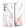 thumbnail image 1 of SURITcH Phone case for Samsung galaxy S21 Ultra 68 inches Slim Fit, Front cover with Built-in Screen Protector Smooth Back cover Full Body Protection Shockproof Bumper, White Marble, 1 of 1
