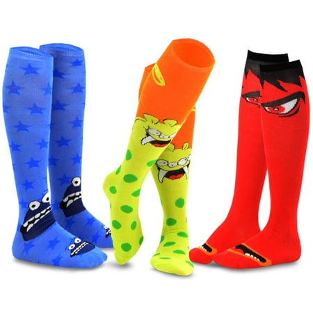 TeeHee Novelty Cotton Knee High Fun Socks 3-Pack for Junior and
