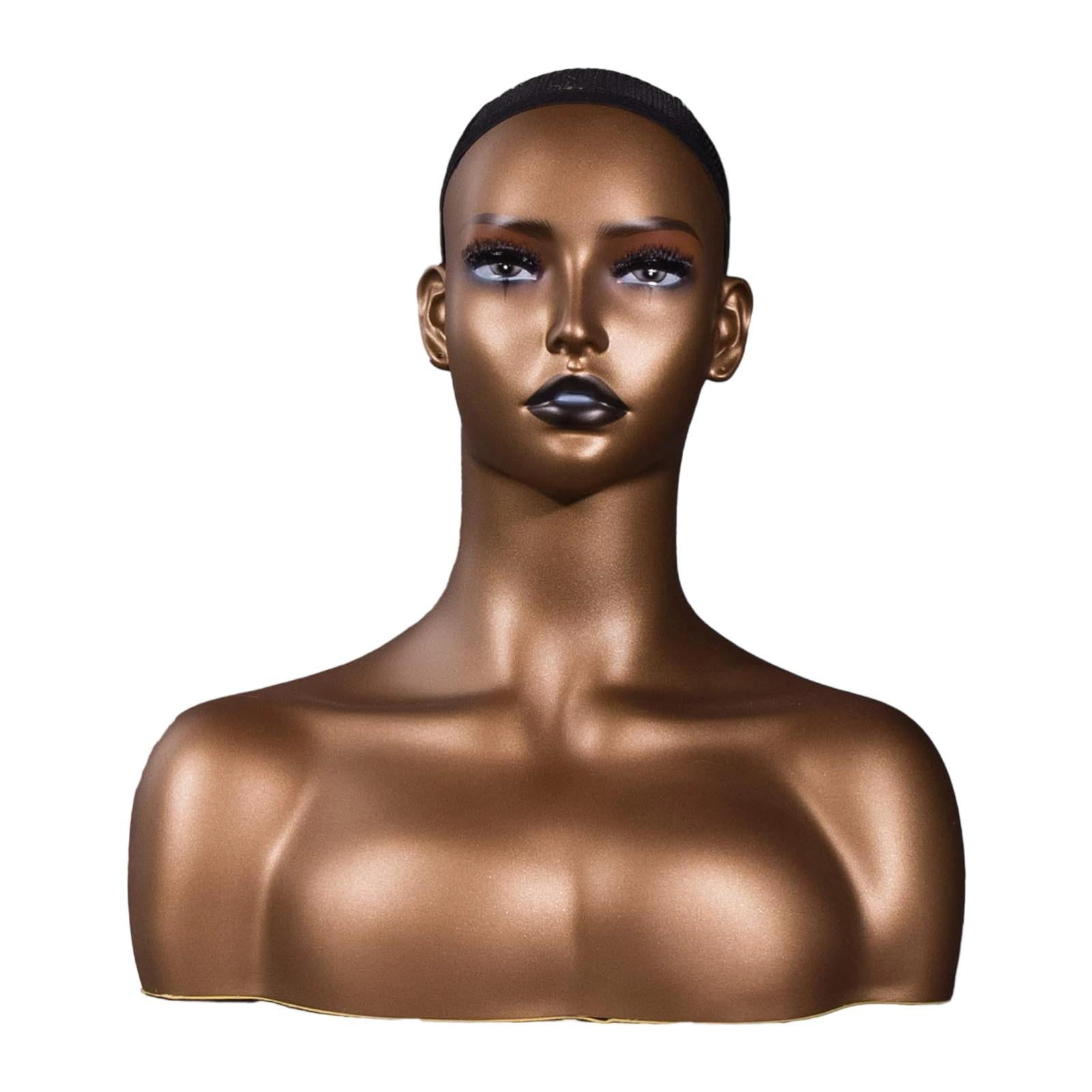 Serenable Realistic Female Mannequin Head Holder Professional Earring Necklace Holder Stand Manikin with Shoulder for Earrings Hats