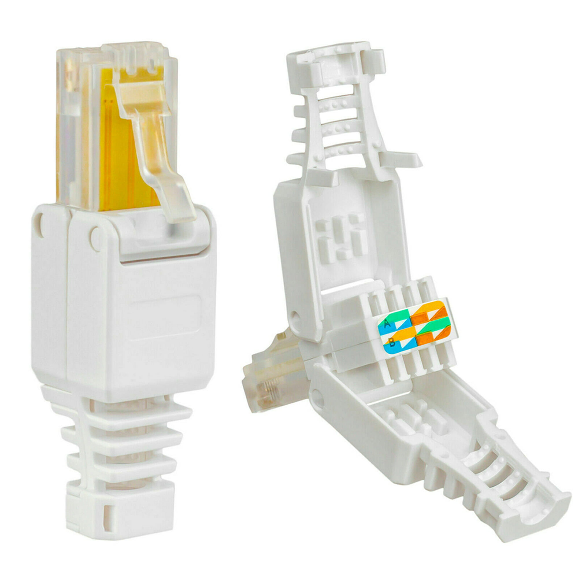 Rj45 Cat6 Easy Install Ethernet Cable Cord Modular Connector Plug Head Network Clear