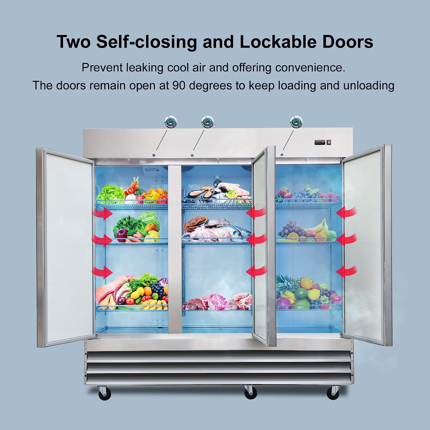 Smad 72 Cu ft Upright Commercial Refrigerator Triple Solid Door Frost Free in Smudge-Proof Stainless Steel