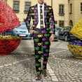 thumbnail image 2 of Mardi Gras Outfits Mens And Gold Carnival Suit All Print And Pants Two Piece Set Casual Vacation Clothes For Holiday Carnival Festival Outfit Yellow XXL, 2 of 6