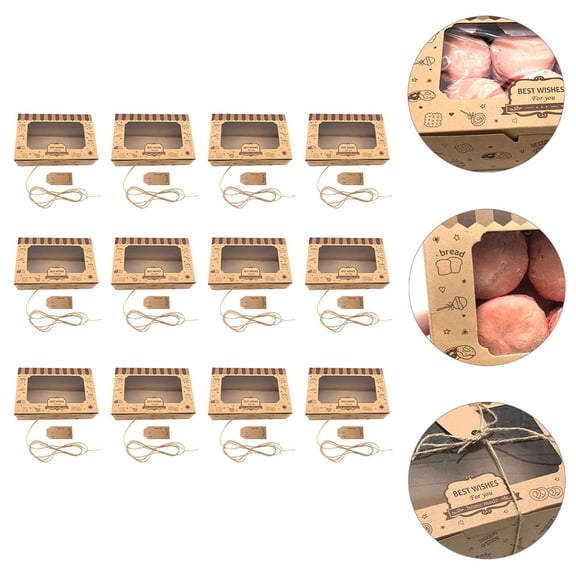GOOHOCHY 12Pcs Square Paper Boxes with 12 Tags and 12 Ropes Gift Packing Boxes