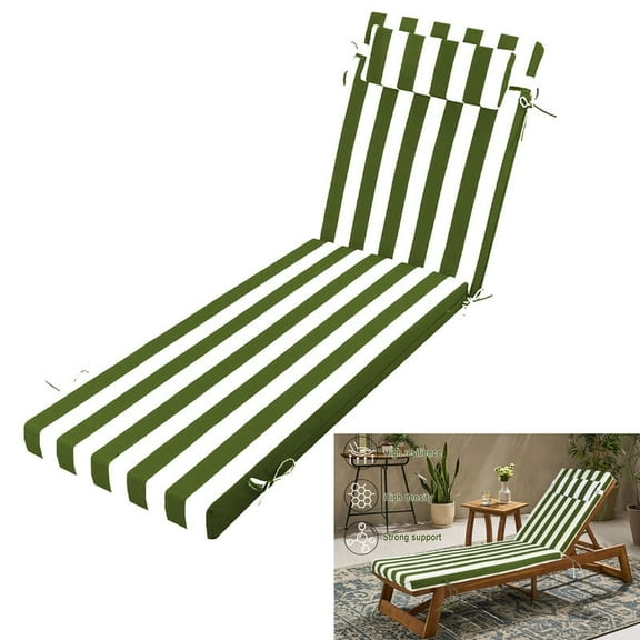 PUKNLY Chaise Lounge Cushions Outdoor, Waterproof High-Density Foam with Adjustable Ties & Removable Cover, 72"x26" Patio Poolside Chair Cushions for Garden Beach