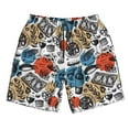 thumbnail image 3 of Uemuo French Food Pattern Men's Swim Trunks Hawaiian Beach Bathing Suit Swimsuits Beach Quick-Dry Shorts with Pockets-Medium, 3 of 9