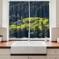 thumbnail image 2 of Ambesonne Nordic Kitchen Curtains, Houses Mountains Norway View, 55"x36", Avocado Green and Dark Teal, 2 of 3