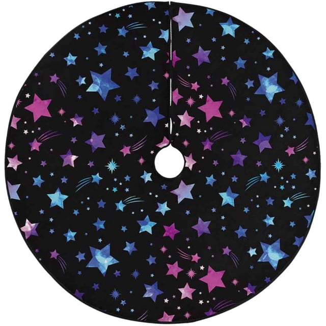 RYLABLUE Tapis de Support de Jupe de Sapin de Noël Galaxie Colorée pour Décoration de Fête Intérieure Extérieure 48 Pouces