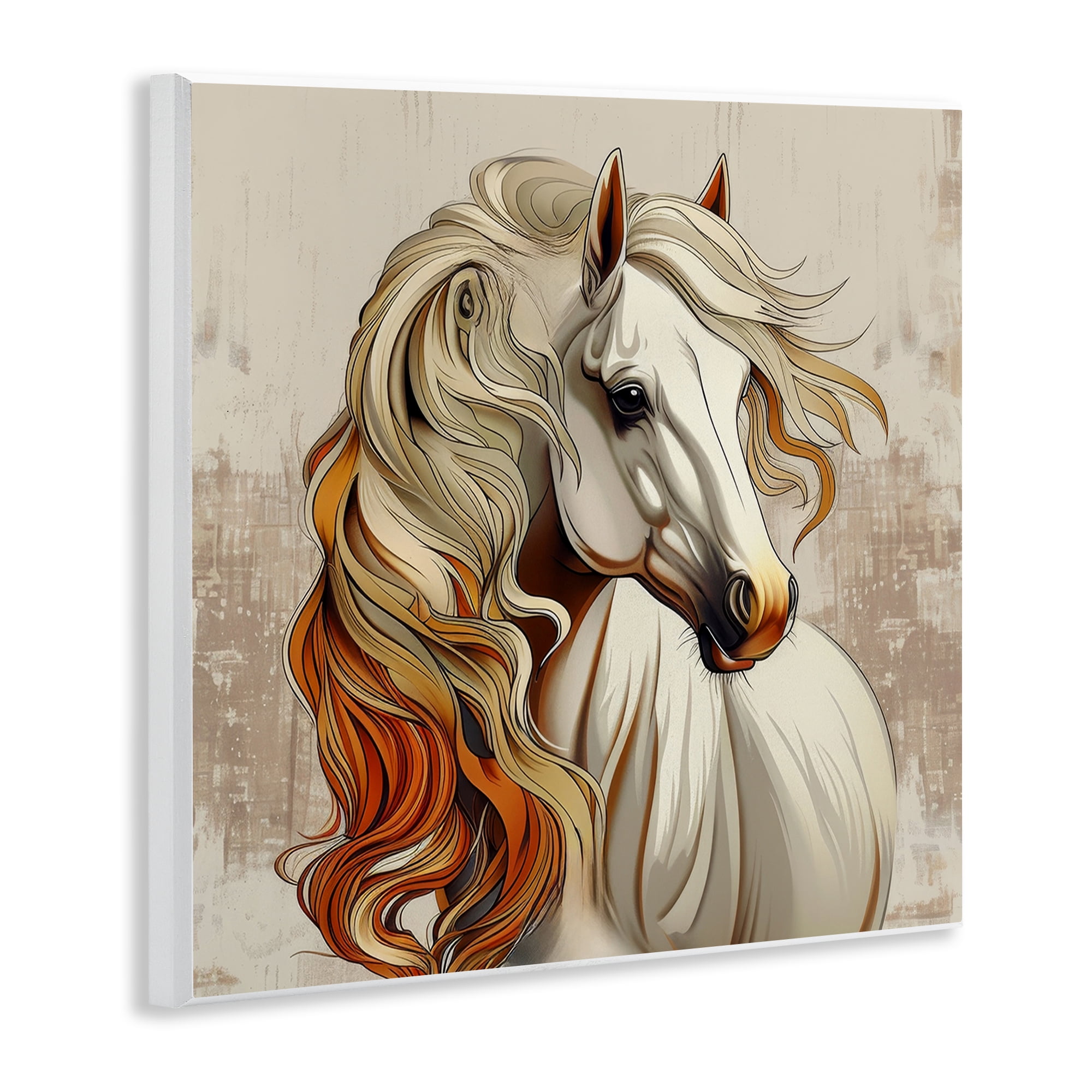 Stupell Industries Elegant Wavy Horse Mane Animals Painting Unframed Art Print Wall Art, 12 x 12