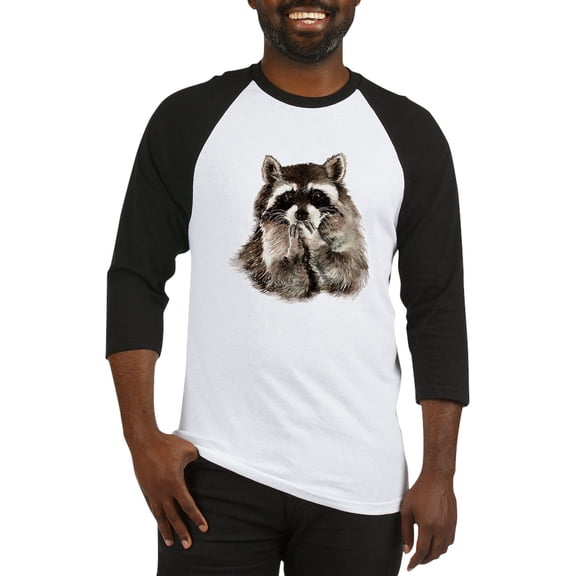 CafePress - Cute Humorous Watercolor Raccoon Blowing A Kiss Ba - Cotton Baseball Jersey, 3/4 Raglan Sleeve Shirt