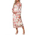 thumbnail image 2 of INSPIRE CHIC Womens Maternity 2-Piece Dress Mesh Ruched Side Bodycon Wedding Guest Cocktail Party Pregnancy Dresses M White Floral, 2 of 5