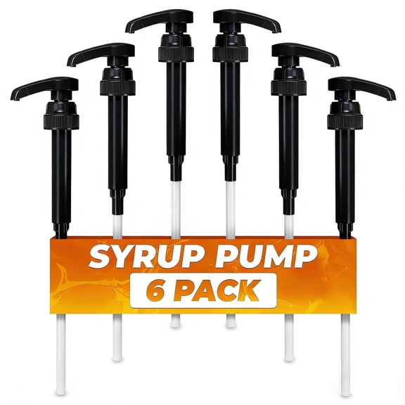 6-Pack Black Coffee Syrup Pump - Fits 750ml / 25.4 oz Bottles -Coffee Syrup Dispenser for Kitchen Dinning Coffee Bar Drinking Mixes(Black)