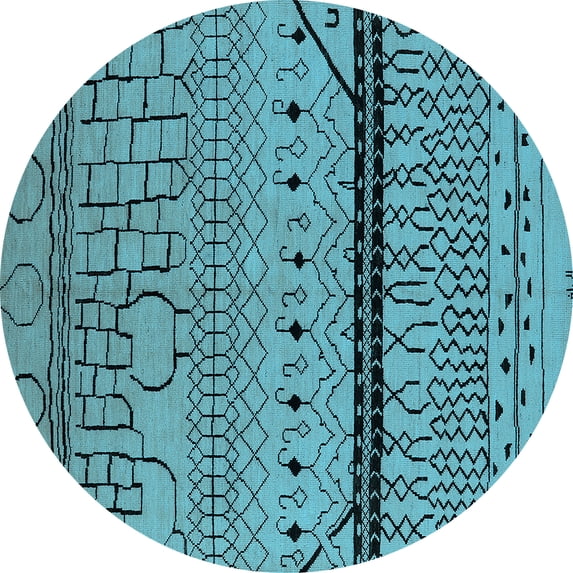 Ahgly Company Indoor Round Solid Light Blue Modern Area Rugs, 8' Round