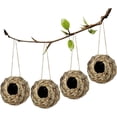 thumbnail image 5 of Hummingbird Nest Hanging Bird House Outdoor Garden Decor Rattan Straw Woven Round Birdcage with Lanyard for Wild Birds Breeding Resting 12X12cm/14X14cm, 5 of 8