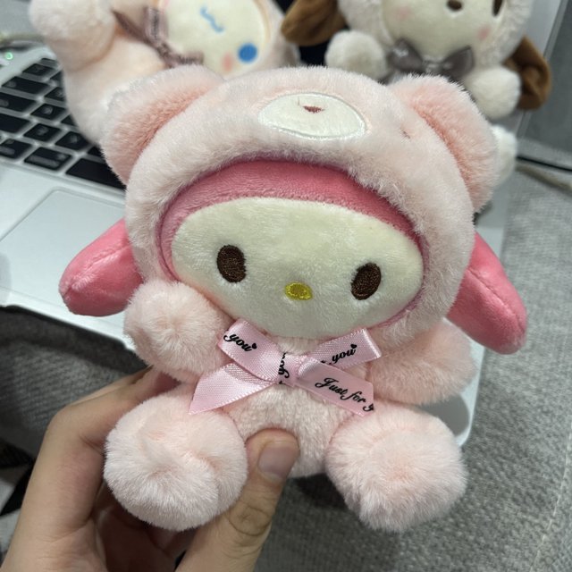 Fitspi Kt-Llavero con colgante de muñeco de peluche de gato Sanrioed, bolso escolar de peluche suave de dibujos animados de Anime, colgante, adorno de peluche, regalos