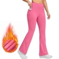 thumbnail image 2 of Gkeoshab Crz Yoga Women's High-Waisted Flared Yoga Pants with Deep Button Pockets Slimming Casual Trousers for Spring & Fall Hot Pink S, 2 of 8
