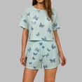thumbnail image 2 of Fengactive Womens Cherry Print Lounge Set Pointelle Top and Elastic Shorts Summer Sleepwear, 2 of 5