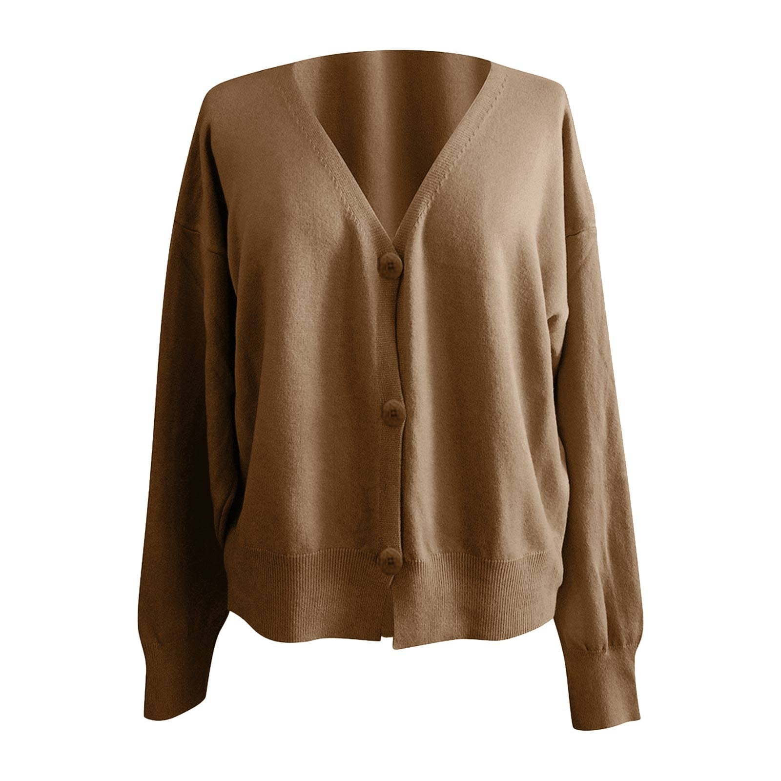 Womens Open Front Cardigans Sweater Long Sleeve Women's Button Solid Knit Sweater Cardigan Long Sleeved Jacket On Clearance - image 4