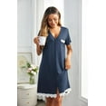 thumbnail image 6 of Ekouaer Women's Sleep Dress Short Sleeve Sleepwear Comfy Button Down Sleepshirt with Chest Pocket, 6 of 7