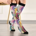 thumbnail image 5 of FORMRS Womens Knee High Socks Casual Long Thick Travel Daily Wear, 2 Pairs, Colorful Black, 5 of 6