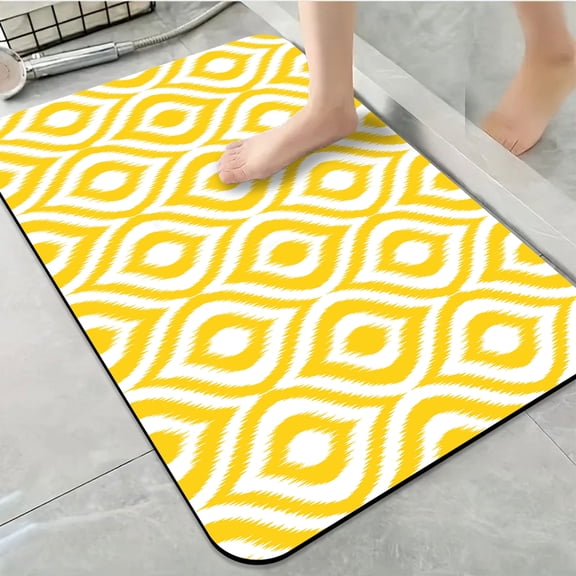1pc Yellow Ikat Bathroom Rug Bathroom Decor and Accessories- Durable,Anti Slip,And Quick Drying,Suitable For Indoor/outdoor Use - Perfect For Bathrooms,Bedrooms,Kitchens