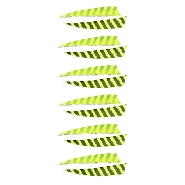 12x Fletches Tiro con arco de ala izquierda y derecha, eje de plumas Paletas de ala de escudo de 4 pulgadas amarillo DYNWAVEMX Ala izquierda y derecha