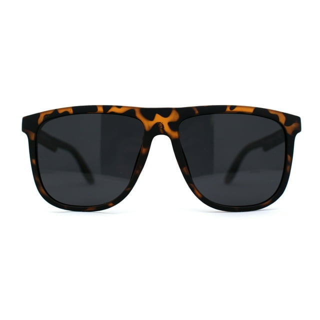 Polarized Hipster Flat Top Horn Rim Light Weight Slick Sunglasses Matte Tortoise Black