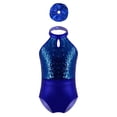 thumbnail image 3 of YiZYiF Kids Girls Sleeveless Sequins Bodysuit with Metallic Hairband Ballet Dance Leotard Performance Outfit Royal Blue 6, 3 of 6