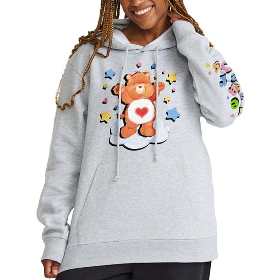 Care Bears Women's Pullover Hoodie Retro Rainbow Stars Officially Licensed Size Medium