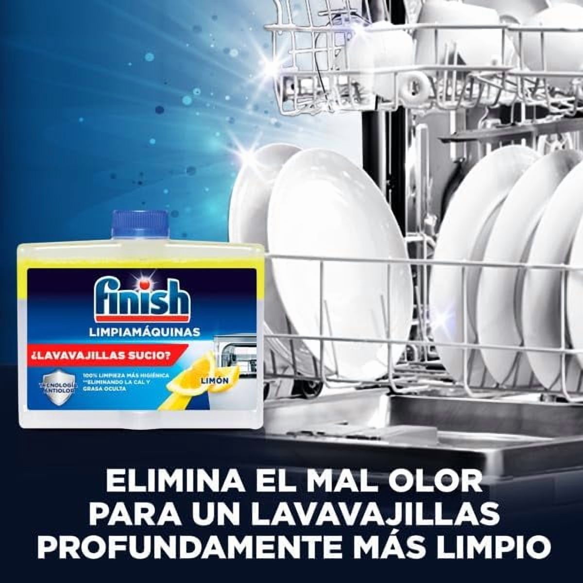 Finish Dual Action Dishwasher Cleaner Lemon Sparkle 250 ml (Pack of 8)