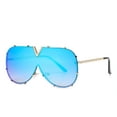 thumbnail image 5 of 2026 New Fashionable Oval Large Frame Glasses Gothic Metal Unisex V-Shaped Lens Cover UV Protection Metal Frame, 5 of 6