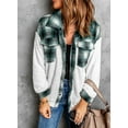 thumbnail image 3 of Asyoly Womens Flannel Plaid Contrast Color Shacket Jacket Long Sleeve Fuzzy Fleece Button Down Coat Cozy Sherpa Outwear, 3 of 6