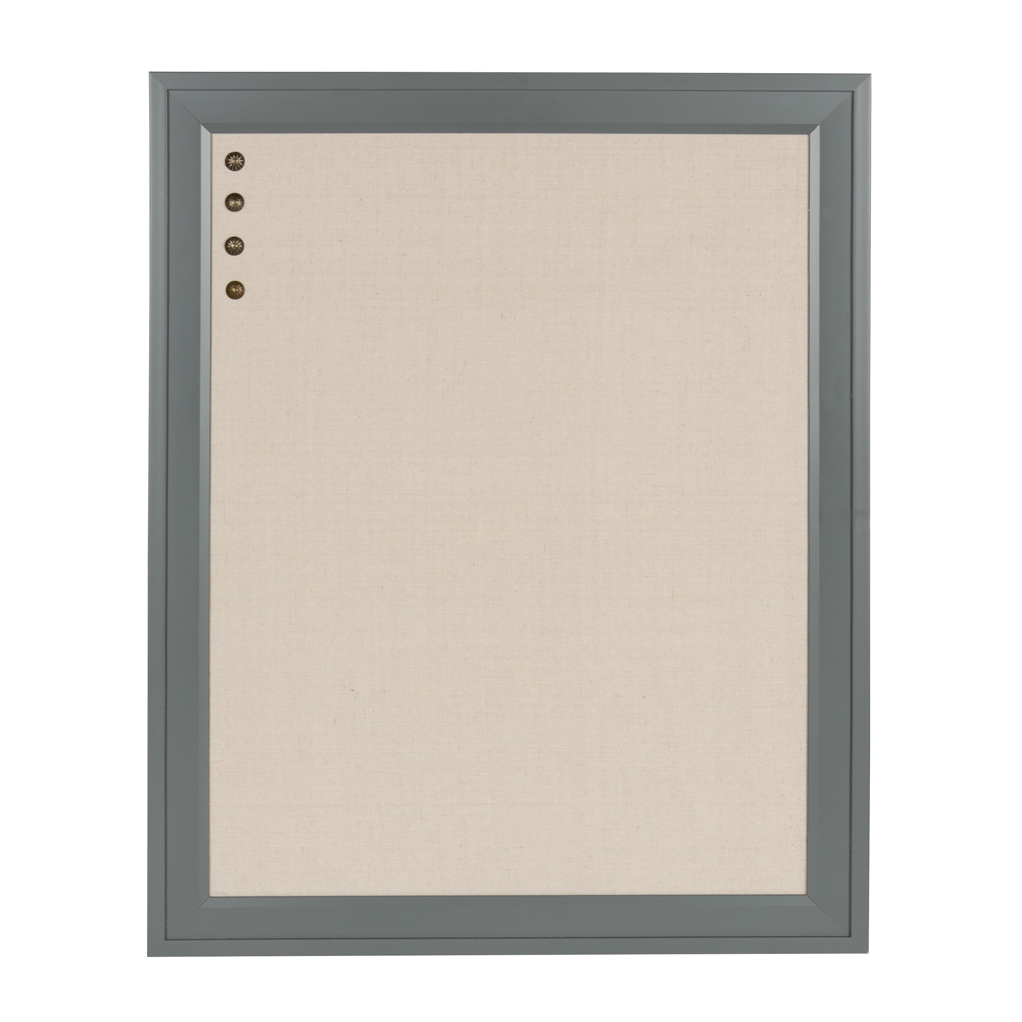 18.5x27.5 White DesignOvation Bosc Framed Gray Linen Fabric Pinboard 