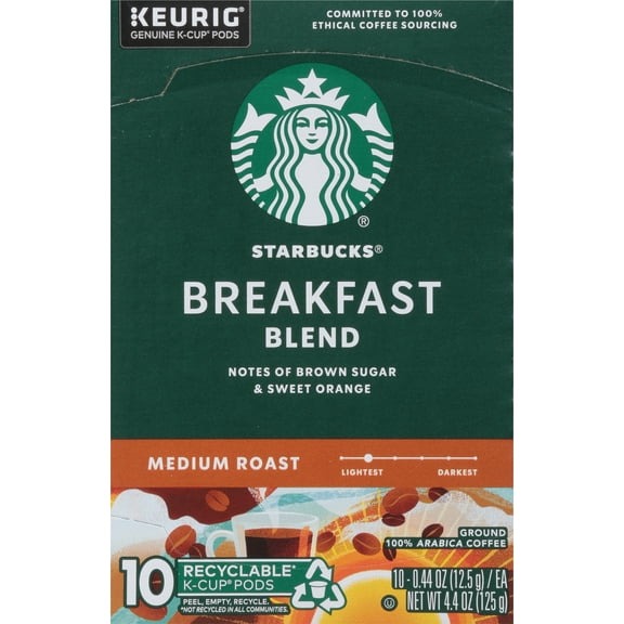 Starbucks K-Cup Breakfast Blend Coffee, 4.4 oz, 10 Pods