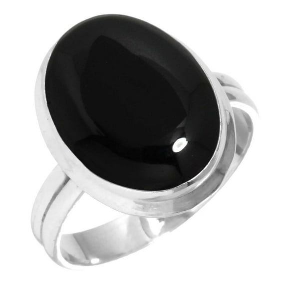 925 Sterling Silver Ring For Women - Teens Genuine Black Onyx Gemstone Silver Ring Size 9 July Birthstone Fashion Silver Ring Size 9 Friendship Day Gift For Girl Friend Gemstone 925 Silver Jewelry