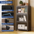 thumbnail image 2 of 18" W Collapsible Stackable 26Gal (105Qt) Storage Bins with Lids, 3-Pack Folding Plastic Storage Box with Doors for Home, Closet, Black (18" x 11" x 32"), 2 of 6