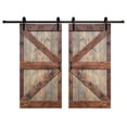 thumbnail image 2 of K Series 84in. X 84in. Brown/Walnut Finished DIY Knotty Pine Wood Double Sliding Barn Door With Hardware Kit, 2 of 5