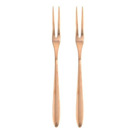 

2Pcs Delicate Useful Stainless Steel Fruit Fork Cake Fork Exquisite Fork