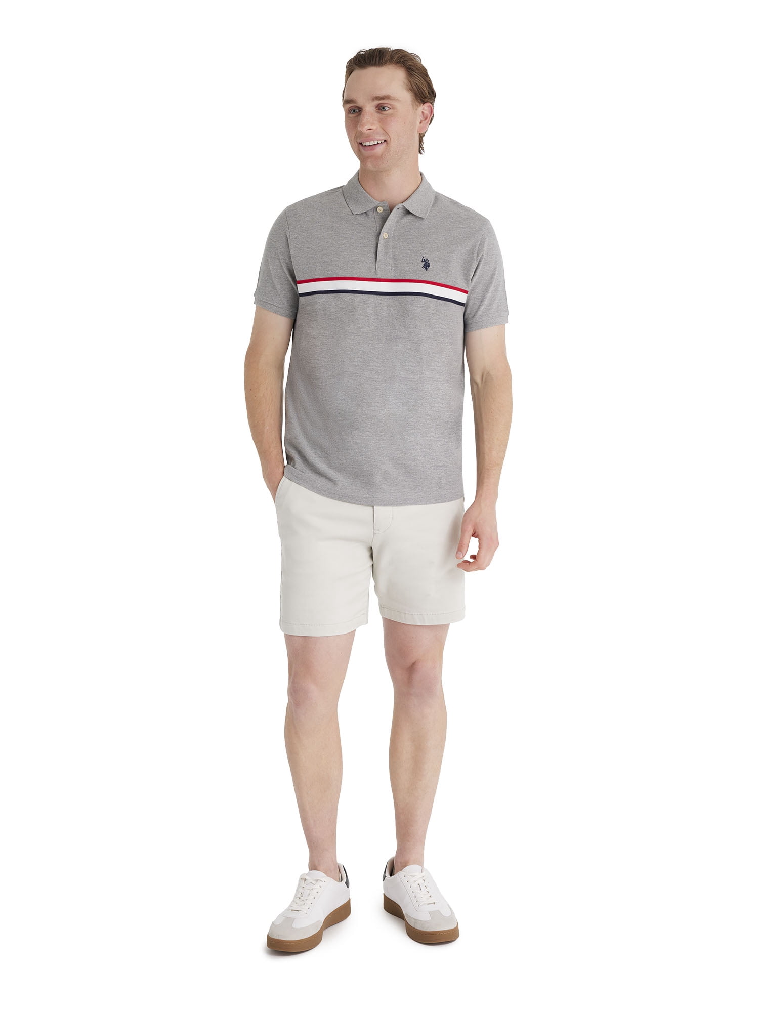 U.S. Polo Assn. Mens Comfort Waist Flat Front Short, 7" Inseam, Sizes XS-3XL