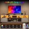 thumbnail image 3 of Aphthongs 90" LED TV Stand with Power Outlet for 100/90/85 Inch TVs, High Glossy Modern Entertainment Center TV Media Console Gaming with 2 Storage Cabinets for Living Room, Bedroom, 3 of 8
