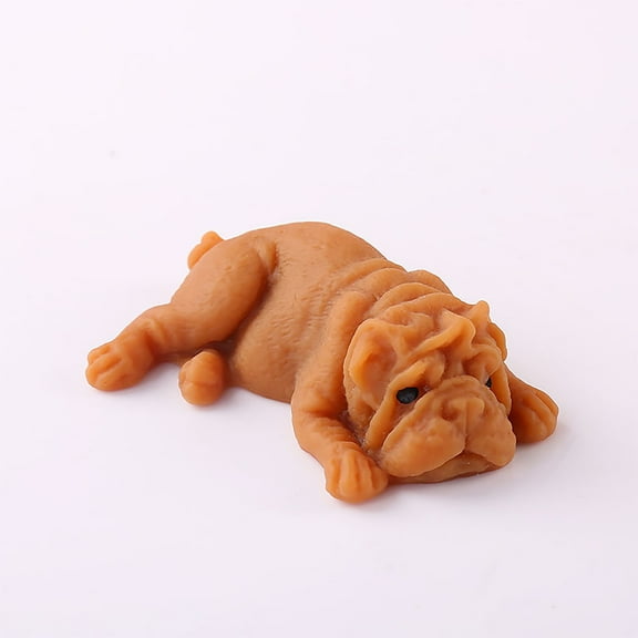 Cute and relaxing Soft Rubber Simulated Dog Squishy, Durable Stretching Decompression Sensory Fidget for Anxiety, Creative Fun Gift for Office Desk and Party Favors, Brown