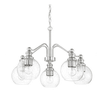 Sunset Oriana 5 Light Chandelier Seeded Glass Bright Satin Nickel F29005-80