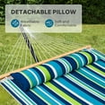 thumbnail image 4 of Hammock with Stand, 2 Person Quilted Outdoor Hammock, Detachable Pillow & Bamboo Spreaders, Portable Hammock with Carrying Bag, Heavy Duty Stand, Perfect for Outside, Patio, Dark Cyan, 4 of 9