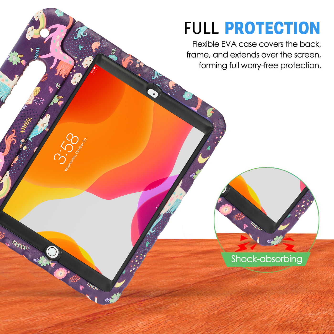 Kids Case for 9th/8th/7th Generation, iPad 10.2 case 2021/2020/2019 with  Built-in Screen Protector, Shockproof Handle Stand Case for iPad 10.2-inch