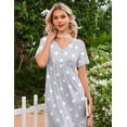 thumbnail image 4 of Ekouaer Nightgowns for Women Bamboo Viscose Long Night Gown Short Sleeve Moo Moos V Neck Sleep Shirts Pleated House Dress, 4 of 6