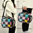 thumbnail image 5 of FORMRS Student Lunch Bag Insulated Reusable Cooler Box with Zipper Pockets, Pink Checkered Pattern, 5 of 9
