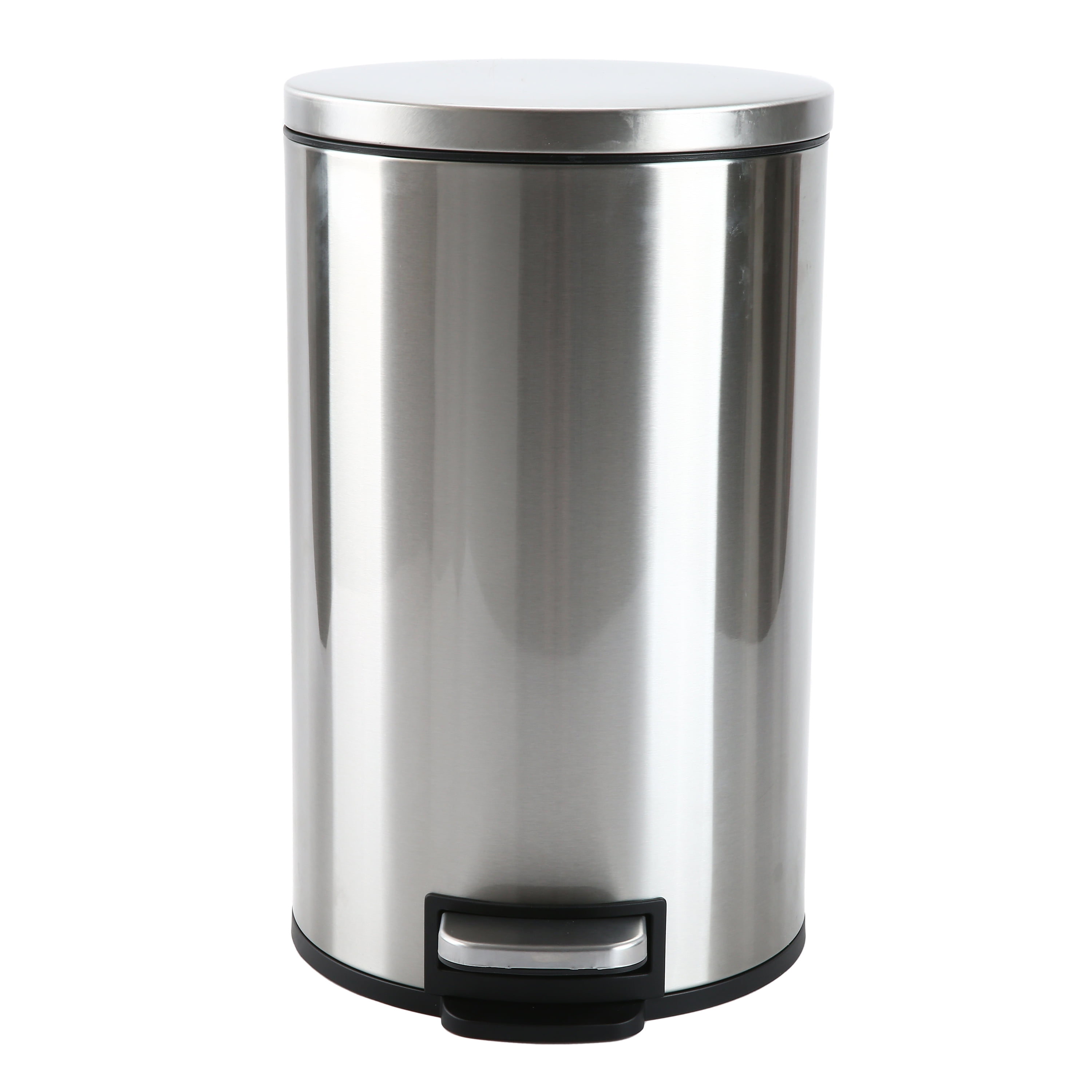 Better Homes & Gardens Bathroom Trash Can, 3.1 Gallon Small Stainless Steel Step Garbage Bucket Bin with Soft Close Lid, Silver