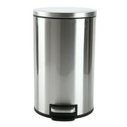 Better Homes & Gardens 3.1 Gallon Small Stainless Steel Bathroom Step Trash Can with Soft-Close Lid, Silver